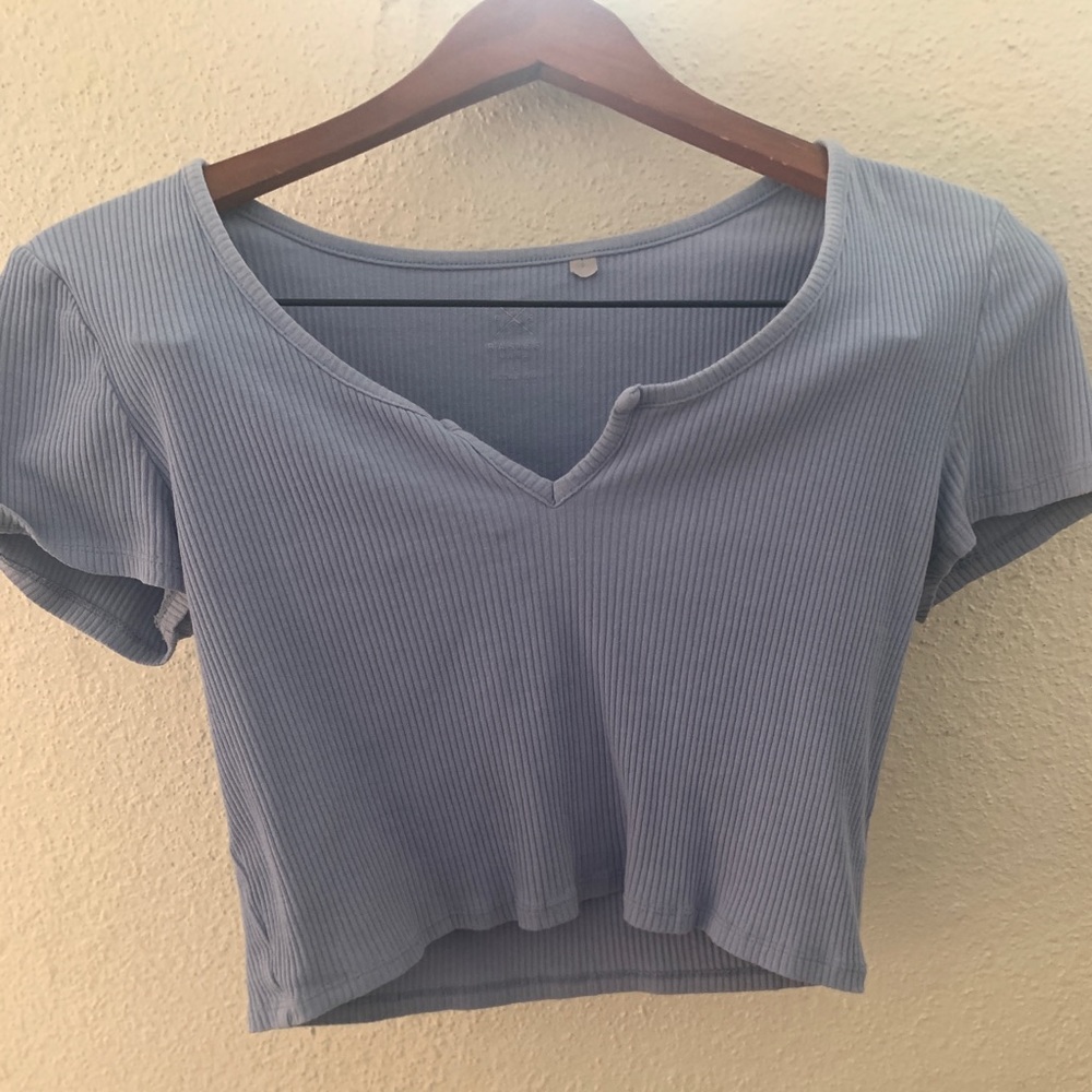 pacsun basics baby blue cropped tee